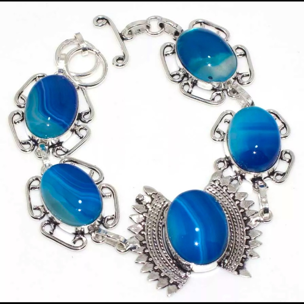 Blue Botswana Agate .925 Sterling Silver